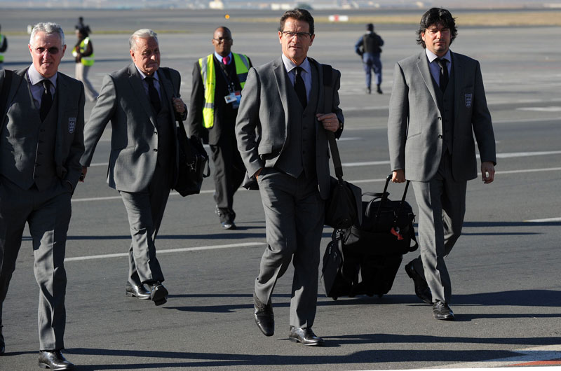 Fabio Capello arrives in South Africa